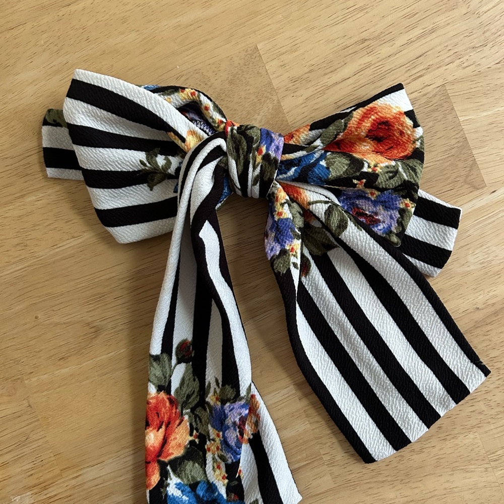 Floral Striped Bow